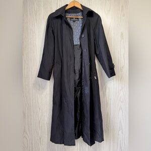 London Fog Women’s Long Trench Coat with Hood Black Size 4P